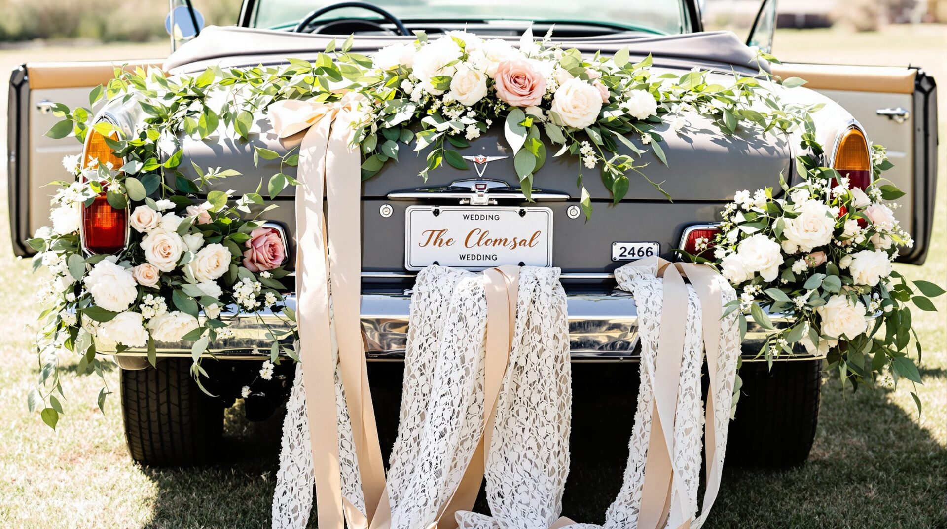 décoration voiture mariage bohème chic
