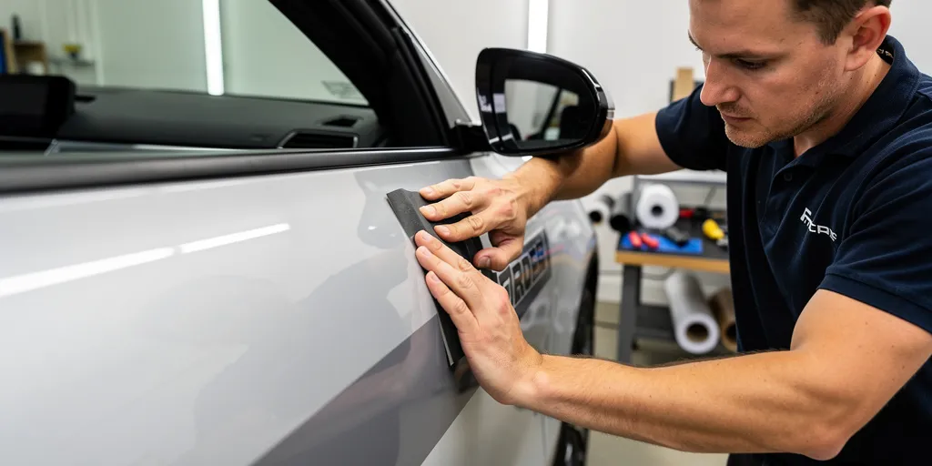 coller un sticker sur une voiture
